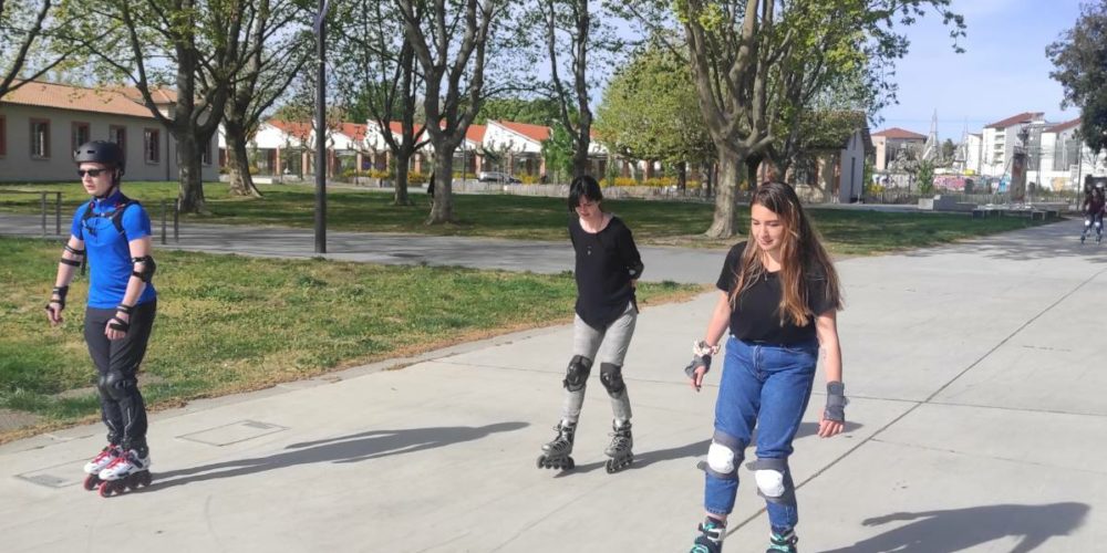 Stage de roller avec roulez rose