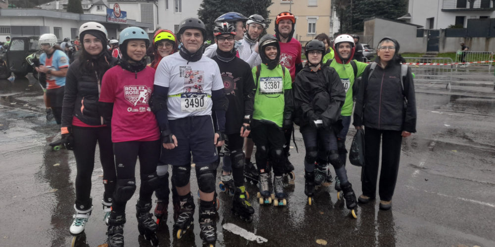 Départ du semi-marathon roller Lourdes Tarbes sous la pluie