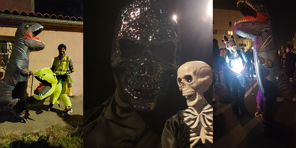 Ambiance festive sur la rando roller Halloween 2025 organisée par Roulez Rose