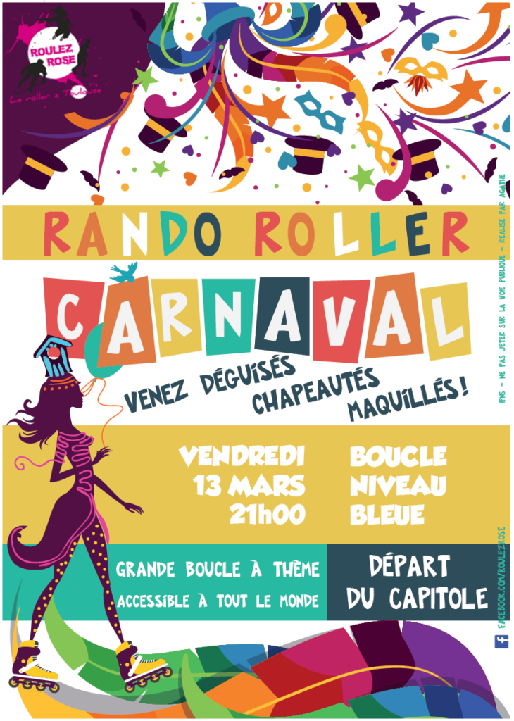 Affiche de présentation du carnaval 2026 à roller roulez rose