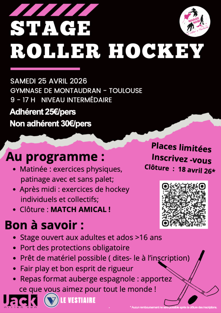 Affiche du stage roller hockey roulez rose 2026